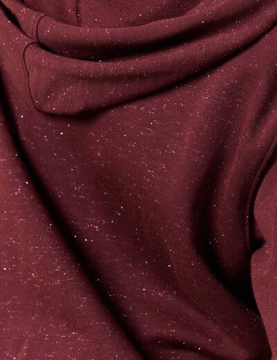Sweat &agrave; capuche manches longues bordeaux femme