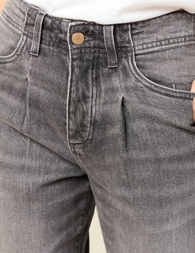 Pantalon mom taille haute 7/8ème denim denim gris femme