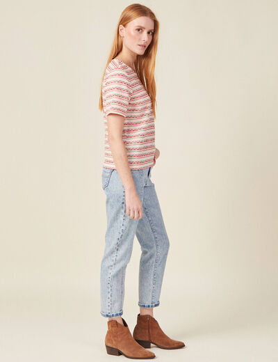 T-shirt manches courtes rouge foncé femme