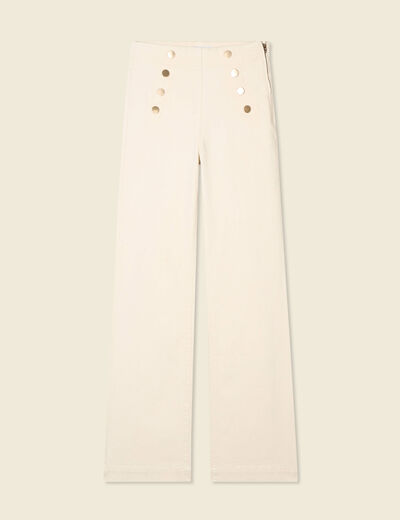 Jeans flare à pont denim blanc femme