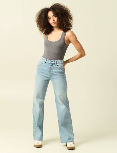 D&eacute;bardeur cintr&eacute; d&eacute;collet&eacute; sans manches gris fonc&eacute; femme