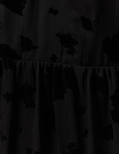 Robe manches longues en voile doubl&eacute;e noir femme