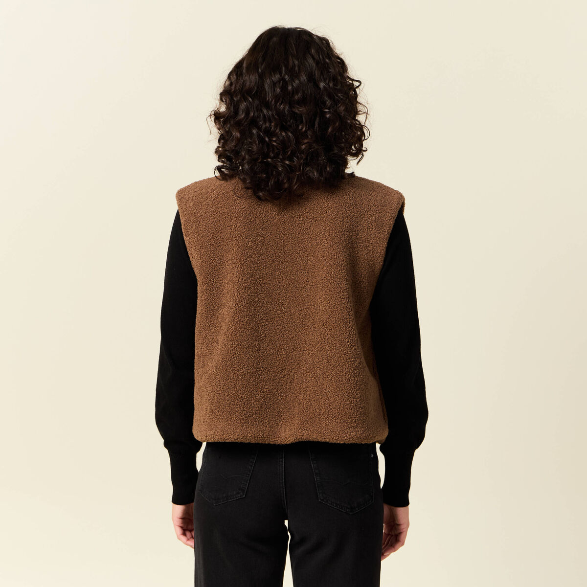 Gilet sans manches r&eacute;versible camel femme