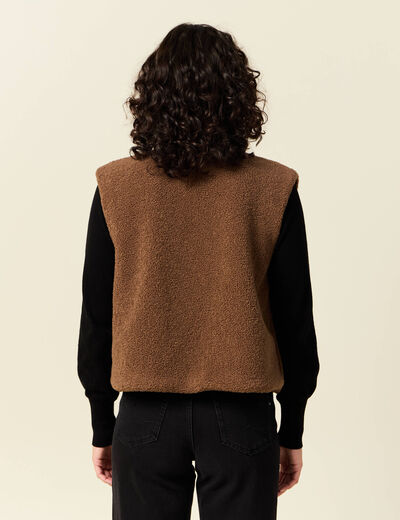 Gilet sans manches réversible camel femme