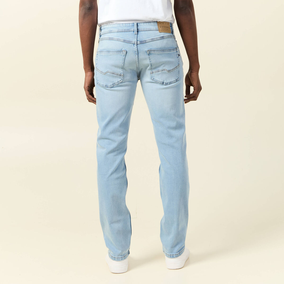 Jeans straight ultra stretch denim bleach homme