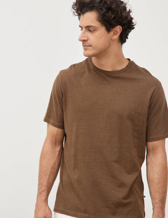 T-shirt ras de cou manches courtes taupe homme