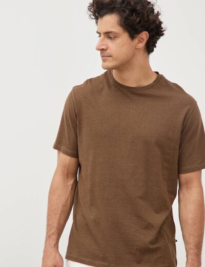 T-shirt ras de cou manches courtes taupe homme