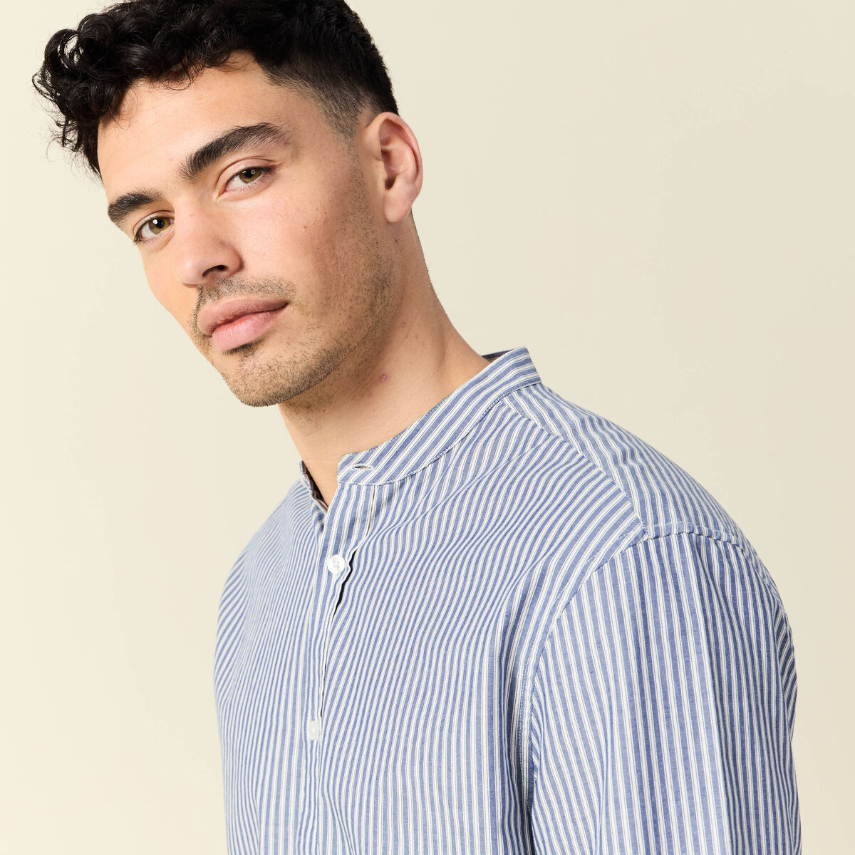 Chemise manches longues bleu marine homme