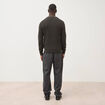 Pull col rond manches longues en coton vert kaki homme