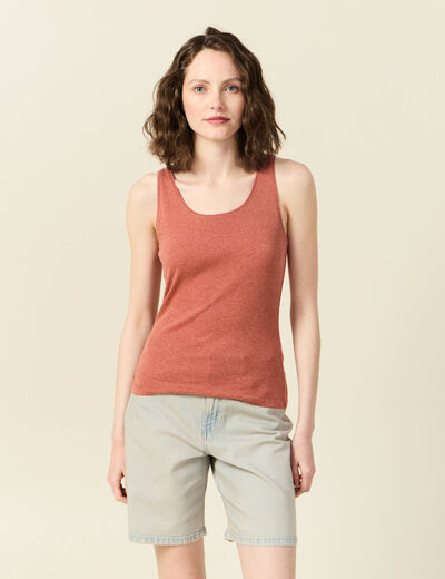 Débardeur femme uni col arrondi Instinct orange femme