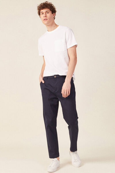 Pantalon chino 7/8ème bleu marine homme
