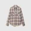 Chemise &agrave; carreaux col am&eacute;ricain vert kaki homme