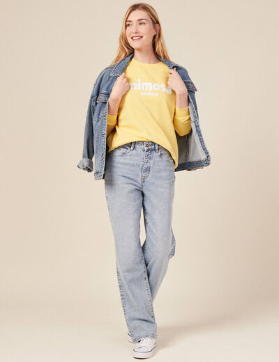 Sweat éco-responsable jaune fluo femme