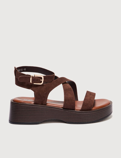 Sandales marron fonc&eacute; femme
