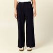 Pantalon large élastiqué bleu foncé femme