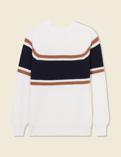 Pull manches longues fabriqué en France ecru homme