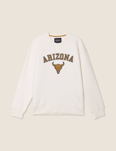 Sweat oversize col rond manches longues ecru homme
