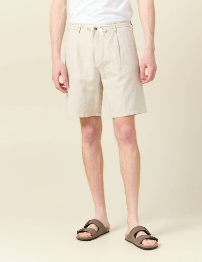 Bermuda droite à coulisse beige homme