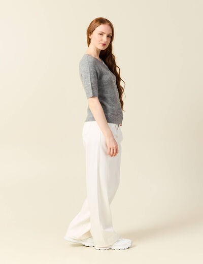 Gilet manches courtes gris clair femme