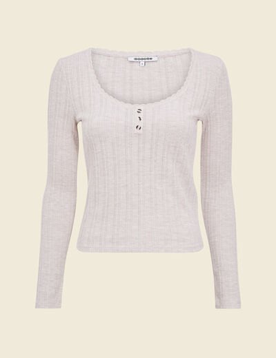T-shirt à manches longues beige femme