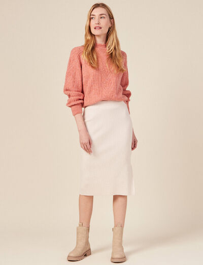 Pull manches longues rose femme