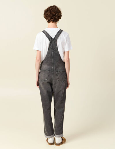 Salopette en jean denim gris femme