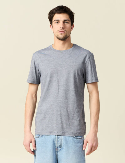 T-shirt cintr&eacute; col rond manches courtes bleu marine homme