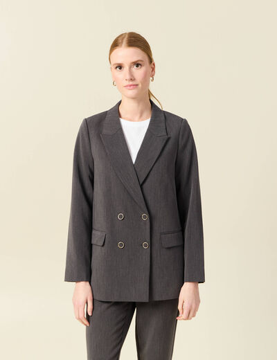 Veste blazer double boutonnage gris femme