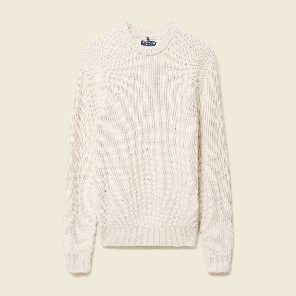 Pull col rond manches longues en coton ecru homme