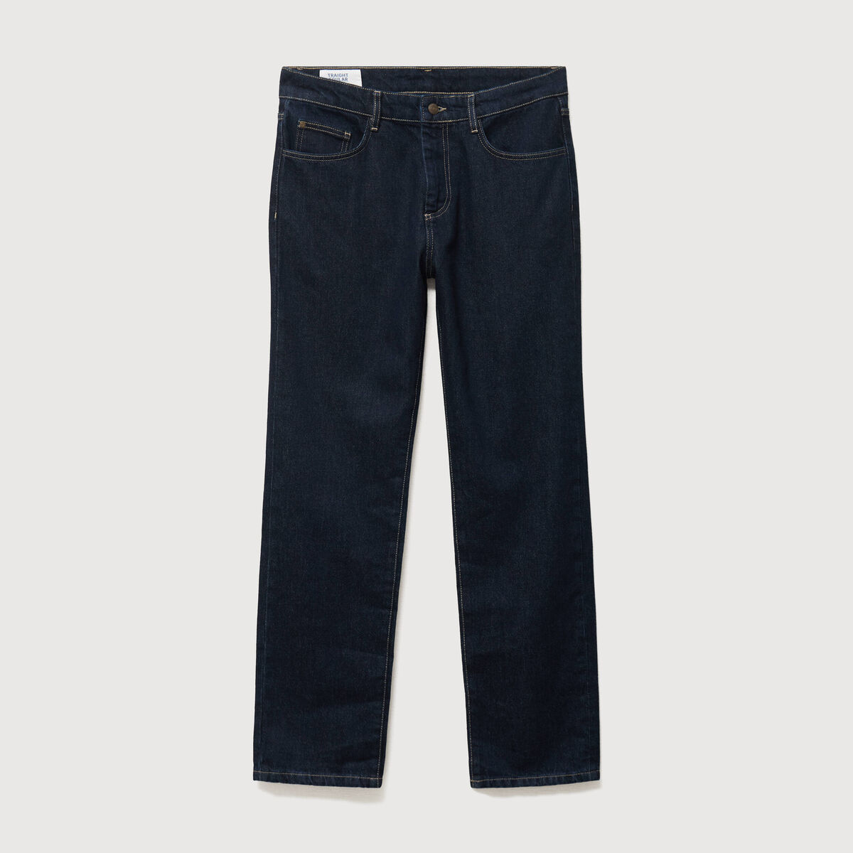 Jeans straight longueur 32 en coton denim brut rinse homme