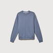Sweat col rond manches longues en coton bleu gris homme