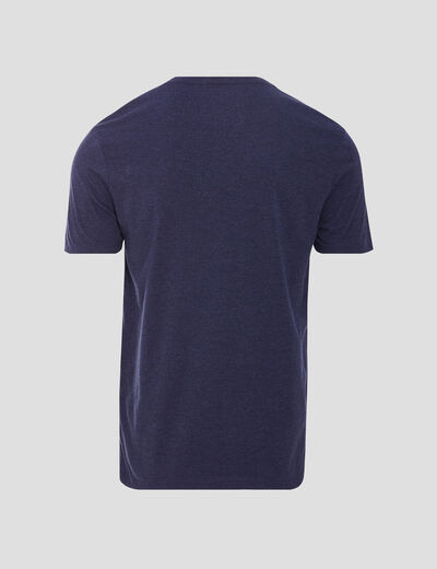 T-shirt cintr&eacute; col rond manches courtes bleu fonc&eacute; homme