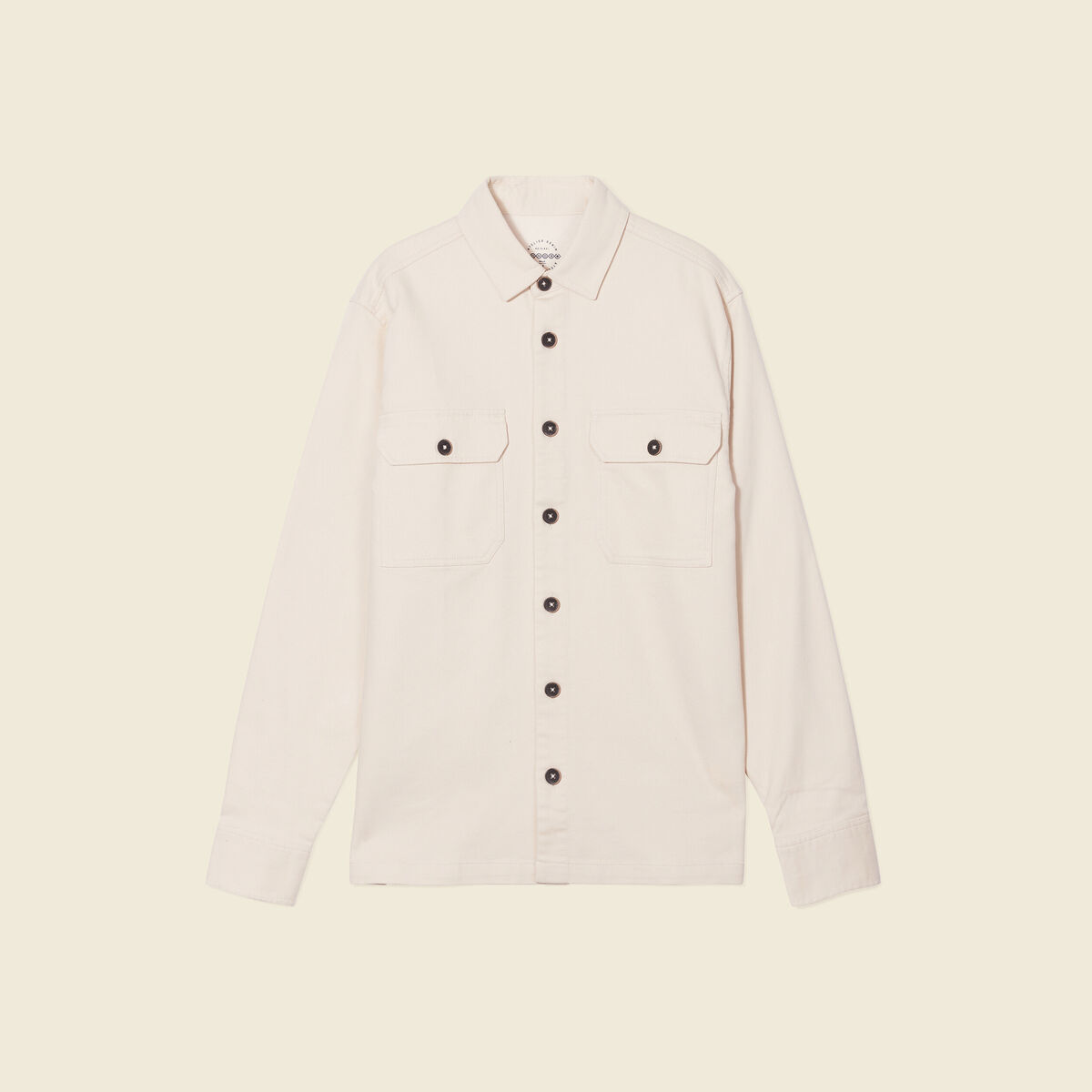 Surchemise manches longues beige homme