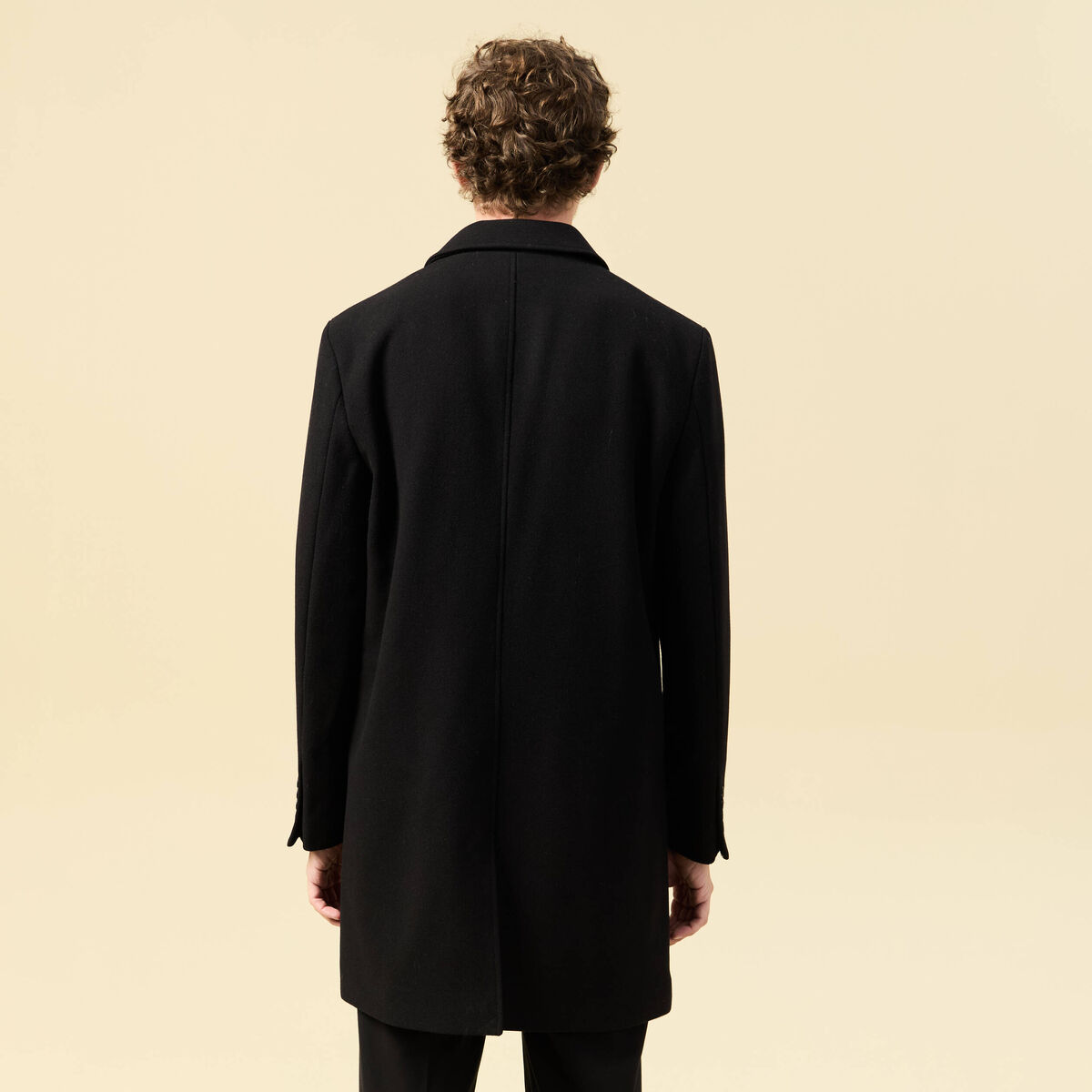 Manteau droit long manches longues noir homme