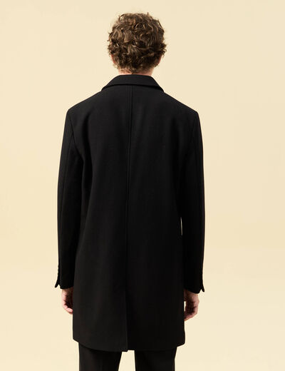 Manteau droit long manches longues noir homme