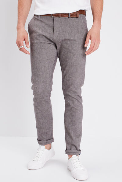 Pantalon chino ceinturé gris foncé homme