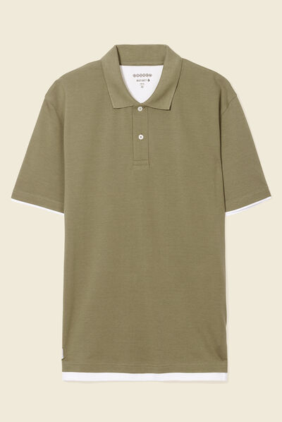 Polo manches courtes vert kaki homme