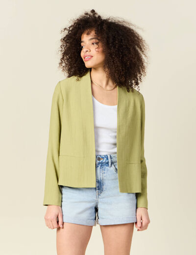 Veste esprit blazer fluide vert olive femme