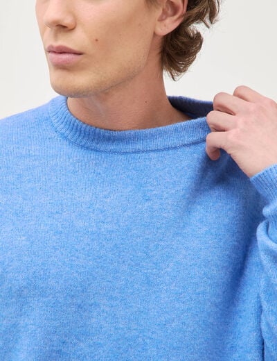 Pull manches longues col rond bleu violet homme