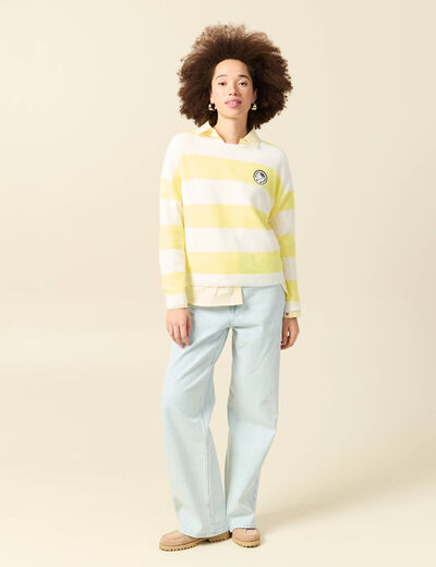 Pull col rond Atelier Beguin x Bonobo jaune femme