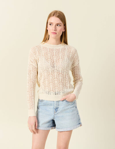 Pull ajouré éco-responsable creme femme
