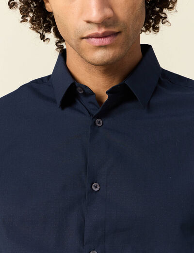 Chemise manches longues bleu marine homme