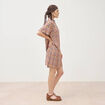 Robe manches courtes col montant multicolore femme