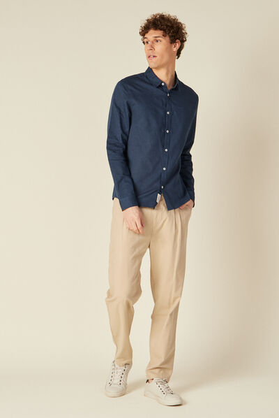 Chemise manches longues bleu marine homme