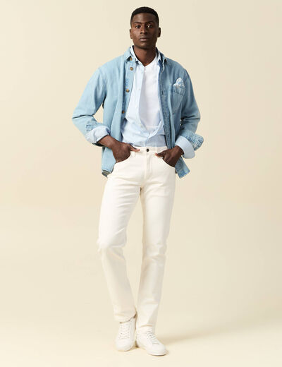 Jeans straight homme used L34 denim blanc homme