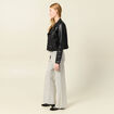 Blouson ajusté simili cuir noir femme
