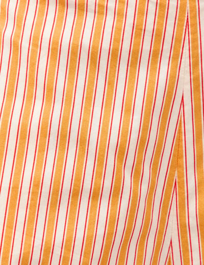 Pantalon large taille haute 3/4 en coton orange abricot femme