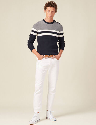 Pull manches longues bleu marine homme