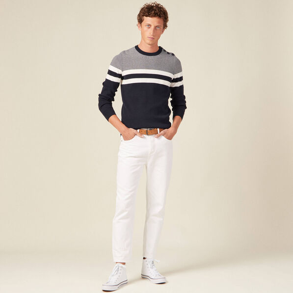 Pull manches longues bleu marine homme