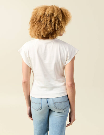 T-shirt manches courtes creme femme